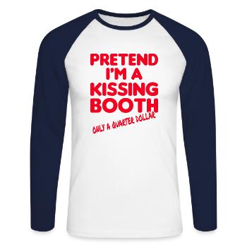 Pretend I'm a Kissing Booth Kiss Kissing - Unisex Long Sleeve Baseball T-Shirt - white/navy - Front - Nik (191cm)