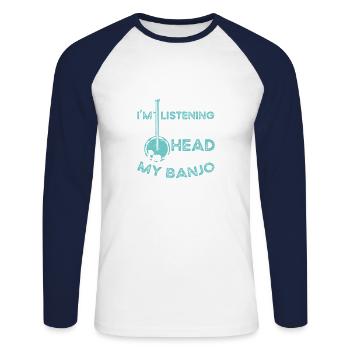 Ich Spiele Mein Banjo-musiker-gitarren-bluegrass - Unisex Baseballshirt langarm - Weiß/Navy - Vorne - Nik (191cm)