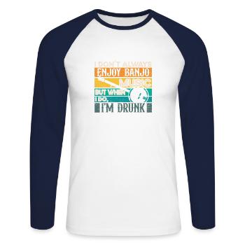 Banjo Betrunkener Biertrinker Musiker Gitarre - Unisex Baseballshirt langarm - Weiß/Navy - Vorne - Nik (191cm)