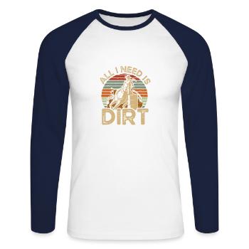 Ich Brauche Ein Dirt Barrel Racing Equestrian - Unisex Baseballshirt langarm - Weiß/Navy - Vorne - Nik (191cm)