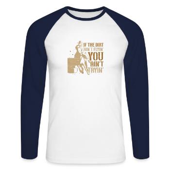 Barrel Racing Dirt Rodeo Equestrian Pferdefass - Unisex Baseballshirt langarm - Weiß/Navy - Vorne - Nik (191cm)