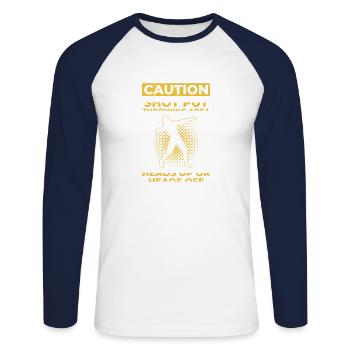 Shot put area Athletics funnier - Unisex Long Sleeve Baseball T-Shirt - white/navy - Front - Nik (191cm)