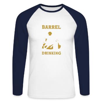 Barrel Racing Drink Bière Rodéo Sports équestres - T-shirt baseball manches longues Homme - blanc/marine - Devant - Nik (191cm)