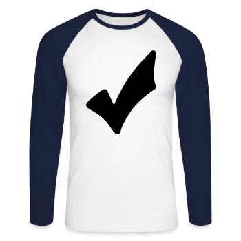 Crochet Emoji Esquisse Dessin Noir - T-shirt baseball manches longues Homme - blanc/marine - Devant - Nik (191cm)