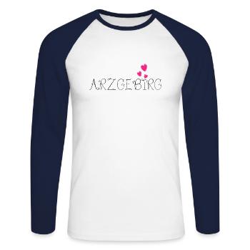 Arzgebirg Heimat Liebe - Unisex Baseballshirt langarm - Weiß/Navy - Vorne - Nik (191cm)