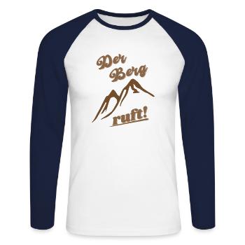 Der Berg ruft! lustiger Spruch Klettern Wanderer - Unisex Baseballshirt langarm - Weiß/Navy - Vorne - Nik (191cm)