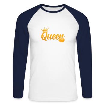Glasbläserei Queen Glasbläserei Glasbläser - Unisex Baseballshirt langarm - Weiß/Navy - Vorne - Nik (191cm)