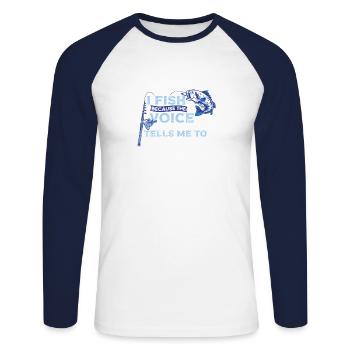 Ich Fische Ruten-fischer-fisch-fischer-lustiges - Unisex Baseballshirt langarm - Weiß/Navy - Vorne - Nik (191cm)