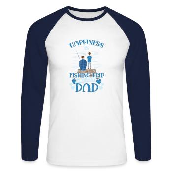 Glück Ist Angelausflug Fisher Fish Fisherman - Unisex Baseballshirt langarm - Weiß/Navy - Vorne - Nik (191cm)