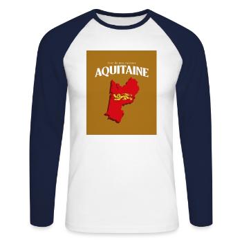 Fier de mes Racines Aquitaine Or - T-shirt baseball manches longues Homme - blanc/marine - Devant - Nik (191cm)