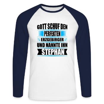 Erzgebirge Mann Namen Sachsen Stephan - Unisex Baseballshirt langarm - Weiß/Navy - Vorne - Nik (191cm)