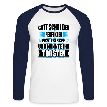 Erzgebirge Mann Namen Sachsen Torsten - Unisex Baseballshirt langarm - Weiß/Navy - Vorne - Nik (191cm)