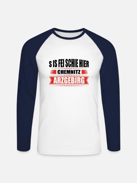 Erzgebirge Heimat Chemnitz - Unisex Baseballshirt langarm - Weiß/Navy
