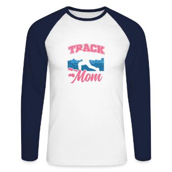Läufer Running Girl Leichtathletik-track Mom - Unisex Baseballshirt langarm - Weiß/Navy - Vorne - Nik (191cm)