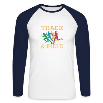 Runner Running Sport Spiel Leichtathletik - Unisex Baseballshirt langarm - Weiß/Navy - Vorne - Nik (191cm)