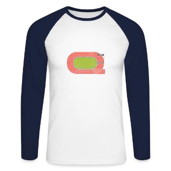 Ich Werde Auf Meiner Office Runner-laufbahn Sein - Unisex Baseballshirt langarm - Weiß/Navy - Vorne - Nik (191cm)