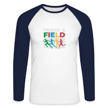 Runner Running Sport Spiel Leichtathletik - Unisex Baseballshirt langarm - Weiß/Navy - Vorne - Nik (191cm)