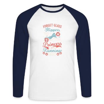 Forget Glass Slippers Runner Running Girl - Unisex Long Sleeve Baseball T-Shirt - white/navy - Front - Nik (191cm)