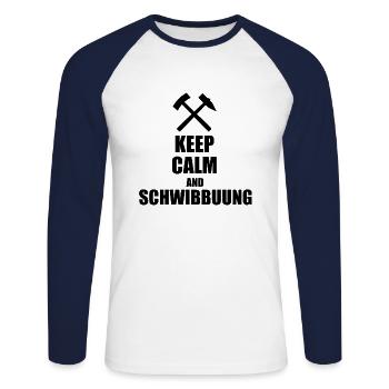 Erzgebirge Keep Calm Schwibbogen - Unisex Baseballshirt langarm - Weiß/Navy - Vorne - Nik (191cm)