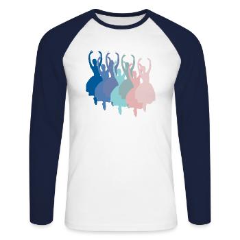 Ballerines - T-shirt baseball manches longues Homme - blanc/marine - Devant - Nik (191cm)