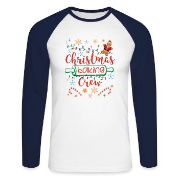 Funny Gingerbread Christmas Cookie Baking Crew - Unisex Baseballshirt langarm - Weiß/Navy - Vorne - Nik (191cm)