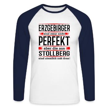 Erzgebirge Stollberg - Unisex Baseballshirt langarm - Weiß/Navy - Vorne - Nik (191cm)