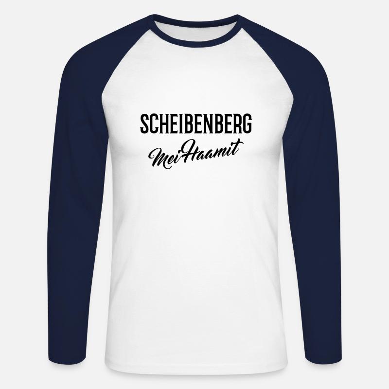 Scheibenberg mei haamit - Unisex Baseballshirt langarm - Weiß/Navy