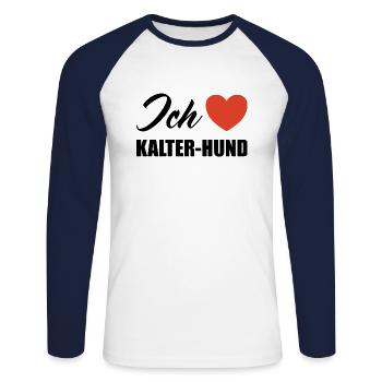 Ich liebe Kalter Hund - Unisex Baseballshirt langarm - Weiß/Navy - Vorne - Nik (191cm)