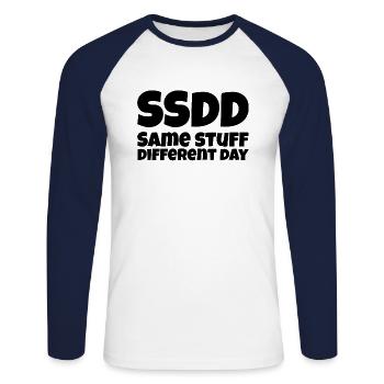 Same Stuff different day - Unisex Long Sleeve Baseball T-Shirt - white/navy - Front - Nik (191cm)