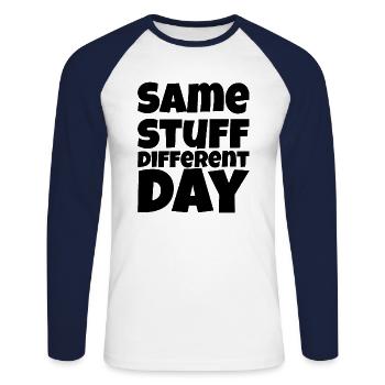 SSDD Same stuff different day - Unisex Long Sleeve Baseball T-Shirt - white/navy - Front - Nik (191cm)