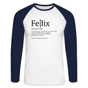 Erzgebirge Felix - Unisex Baseballshirt langarm - Weiß/Navy - Vorne - Nik (191cm)