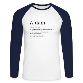 Erzgebirge Adam - Unisex Baseballshirt langarm - Weiß/Navy - Vorne - Nik (191cm)