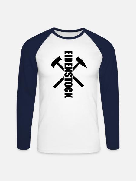 Eibenstock Erzgebirge - Unisex Baseballshirt langarm - Weiß/Navy