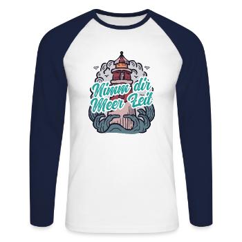 Nimm Dir Meer Zeit Nordsee Geschenk Leuchtturm - Unisex Baseballshirt langarm - Weiß/Navy - Vorne - Nik (191cm)