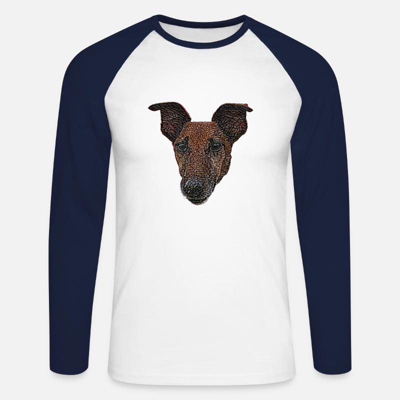 Glattes Foxterrier-Gesicht - Unisex Baseballshirt langarm - Weiß/Navy