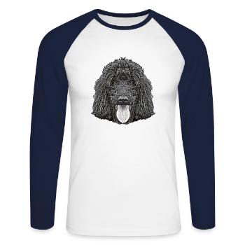 Standard Poodle Face - Unisex Long Sleeve Baseball T-Shirt - white/navy - Front - Nik (191cm)