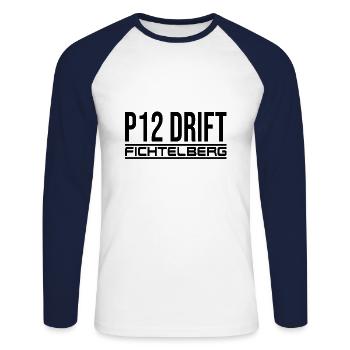 P12 Drift Fichtelberg - Unisex Baseballshirt langarm - Weiß/Navy - Vorne - Nik (191cm)