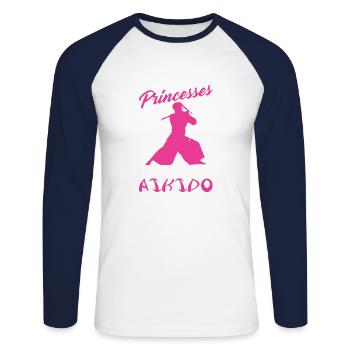 Aikido Girls Japan Taekwondo Karate Martial Arts - Unisex Long Sleeve Baseball T-Shirt - white/navy - Front - Nik (191cm)