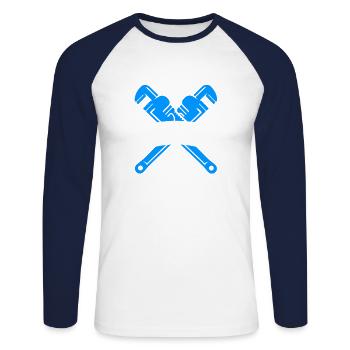 Funny pipe installation Pipefitter Pipes - Unisex Long Sleeve Baseball T-Shirt - white/navy - Front - Nik (191cm)
