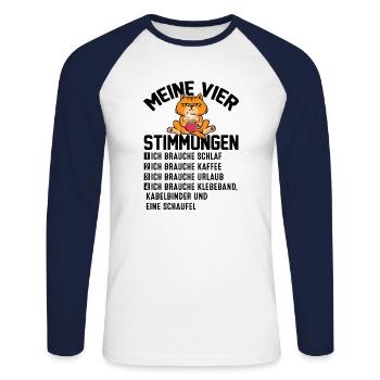 Meine Vier Stimmungen - Unisex Baseballshirt langarm - Weiß/Navy - Vorne - Nik (191cm)