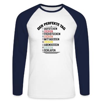 Funny Gamer Gaming Clothing Gift Der Perfekte Tag - Unisex Baseballshirt langarm - Weiß/Navy - Vorne - Nik (191cm)