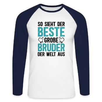 So Sieht Der Beste Große Bruder Der Welt Aus - Unisex Baseballshirt langarm - Weiß/Navy - Vorne - Nik (191cm)