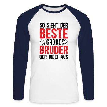 So Sieht Der Beste Große Bruder Der Welt Aus - Unisex Baseballshirt langarm - Weiß/Navy - Vorne - Nik (191cm)