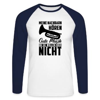 Trumpet Meine Neighbours Hörern Musik Trumpeter - Unisex Baseballshirt langarm - Weiß/Navy - Vorne - Nik (191cm)