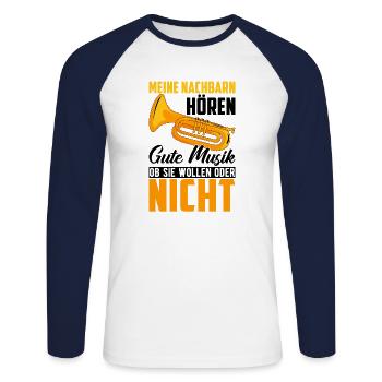 Trumpet Meine Neighbours Hörern Musik Trumpeter - Unisex Baseballshirt langarm - Weiß/Navy - Vorne - Nik (191cm)