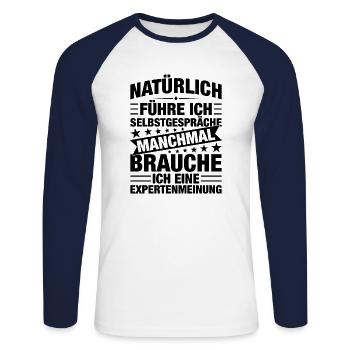 Natürlich Führe Ich Selbstpräche - Unisex Baseballshirt langarm - Weiß/Navy - Vorne - Nik (191cm)