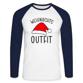 Viehnachts Outfit - Unisex Baseballshirt langarm - Weiß/Navy - Vorne - Nik (191cm)