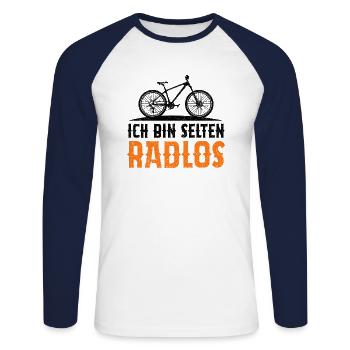 Ich Bin Selten Radlos - Unisex Baseballshirt langarm - Weiß/Navy - Vorne - Nik (191cm)
