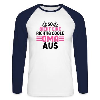 So Sieht Eine Richtig Coole Oma Aus - Unisex Baseballshirt langarm - Weiß/Navy - Vorne - Nik (191cm)