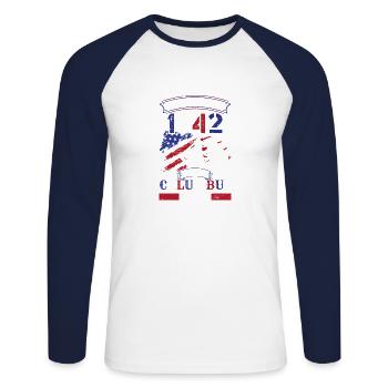 Columbus Day 1942 Amerikanischer Italiener - Unisex Baseballshirt langarm - Weiß/Navy - Vorne - Nik (191cm)